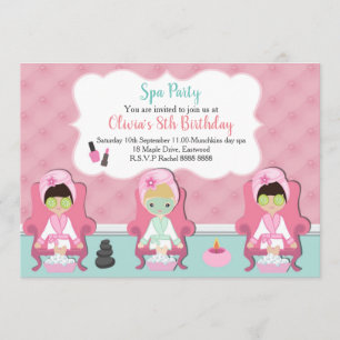 Girls Wellness-Center Einladung Pamper Party Einla