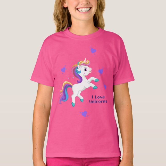 Girls Whimsical Aquamarin Unicorn BIrthday Party T-Shirt (Vorderseite)