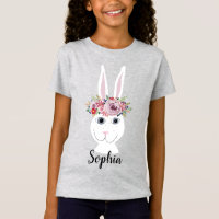 Girls Whimsical Floral OasterBunny Rabbit und Name