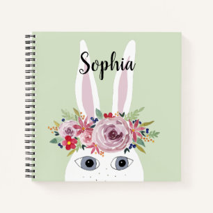 Girls Whimsical Floral Watercolor Kanbit und Name Notizbuch