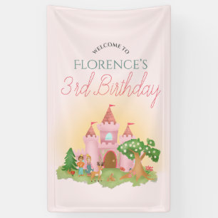 Girls Whimsical Pink Princess Geburtstagswillkomme Banner