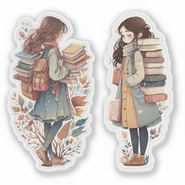 Girls Who Liebe Bücher Sticker (Vorderseite)