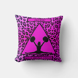 Girls "Wild About Cheer" Pink Leopard Kissen