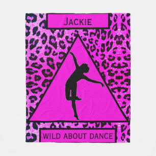 Girls "Wild About Dance" Pink Leopard Fleecedecke