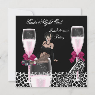 Girls Wild Night Out Pink Shoes Champagne Einladung