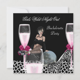 Girls Wild Night Out Pink Shoes Champagne Einladung