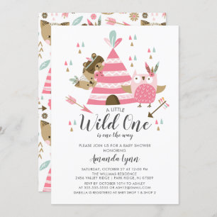 Girls Wild One Baby Shower Einladung