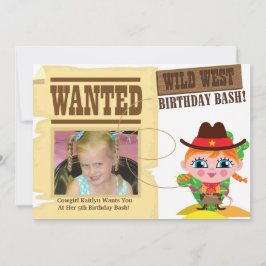 Girls Wild West Western Cowgirl Birthday Invite Einladung