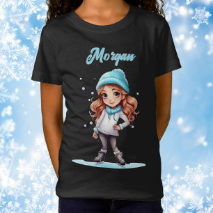 Girls Winter Ice Skate Abbildung Skate Personalisi T-Shirt