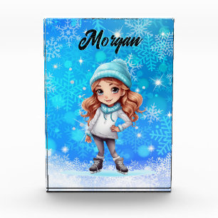 Girls Winter Ice Skate Abbildung Skate Snowflake Fotoblock