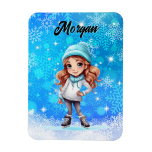 Girls Winter Ice Skate Abbildung Skate Snowflake Magnet