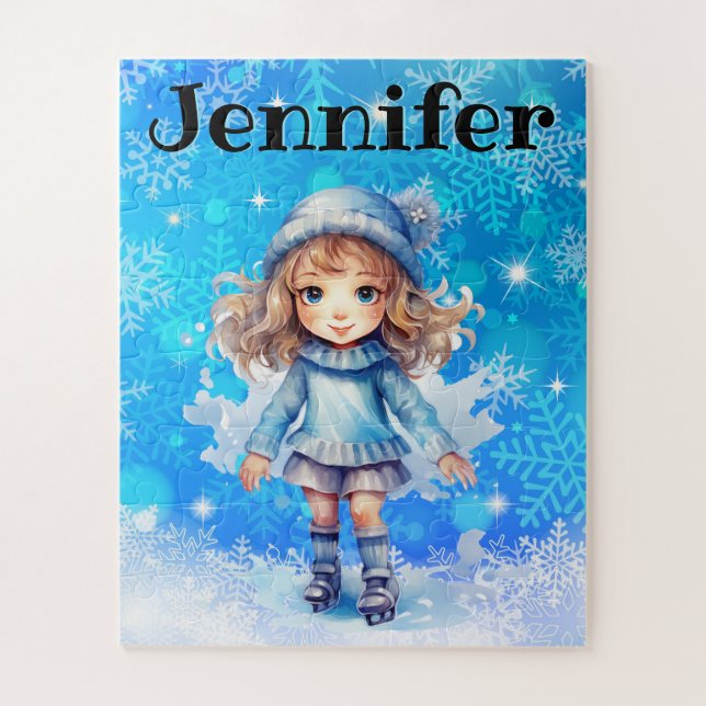 Girls Winter Ice Skate Abbildung Skate Snowflake Puzzle (Vertikal)