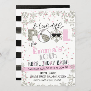 Girl's Winter Pool Party Geburtstag Einladung