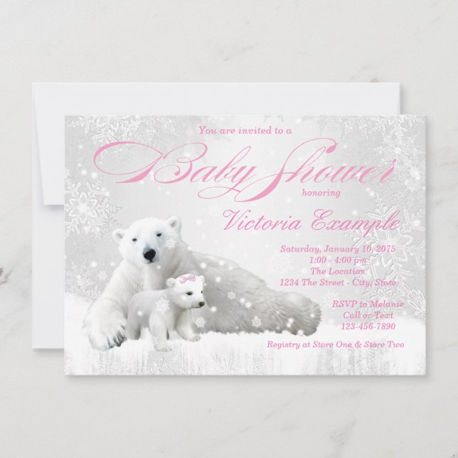 Girls Winter Wonderland Baby Shower Einladungen (Vorderseite)