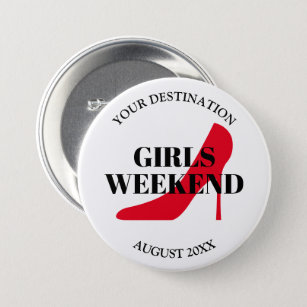 Girls Wochenende Junggeselinnen-Abschied Roter Sch Button