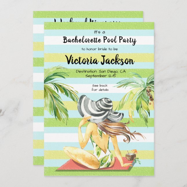 Girls-wochenende Tropisches Party Einladung (Vorne/Hinten)
