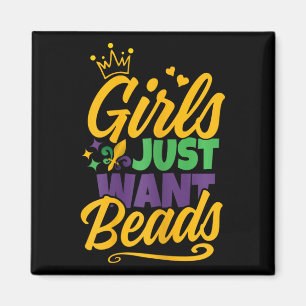 Girls Woll Beads Funny Mardi Gras Magnet
