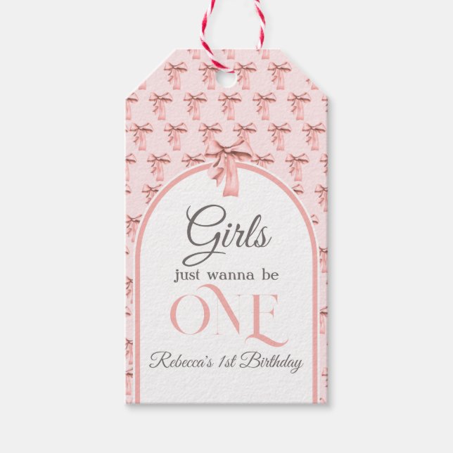 Girls wollen einfach nur ein rosa Bow sein erster  Geschenkanhänger (Vorderseite)