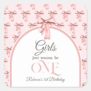 Girls wollen einfach nur ein rosa Bow sein erster Quadratischer Aufkleber