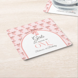 Girls wollen einfach nur ein rosa Bow sein erster  Rechteckiger Pappuntersetzer