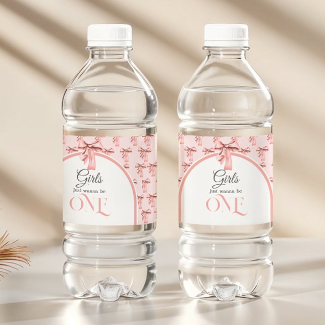 Girls wollen einfach nur ein rosa Bow sein erster  Wasserflaschenetikett (Von Creator hochgeladen)