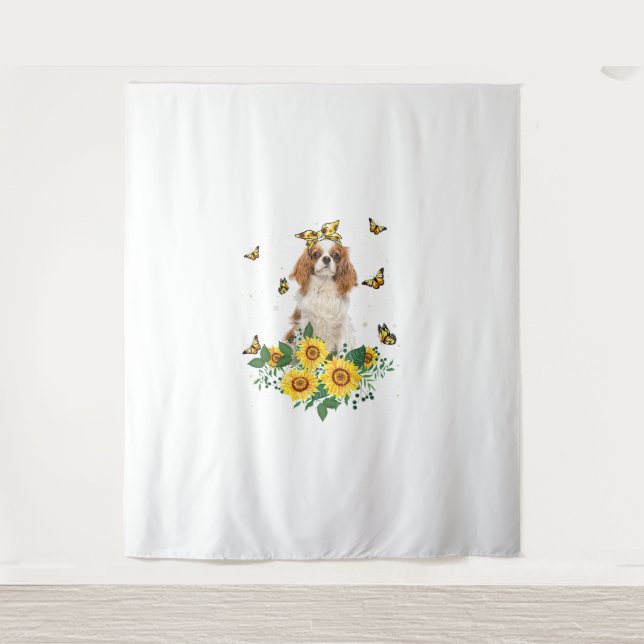 Girls Women Mama Cavalier King Charles Spaniel Dog Wandteppich (Vorderseite)