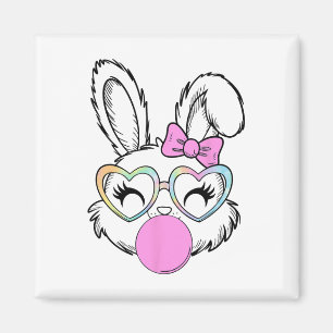 Girls Women Rabbit Bunny Face Pink Coquette Bow Ea Magnet