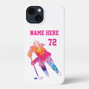 Girls Womens Personalisiert Hockey Player Wasserfa iPhone 13 Hülle
