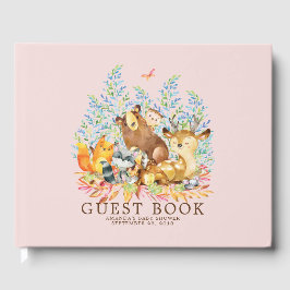 Girls Woodland Baby Showbook Gästebuch