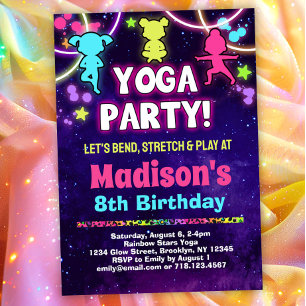 Girls Yoga Birthday Party Einladung