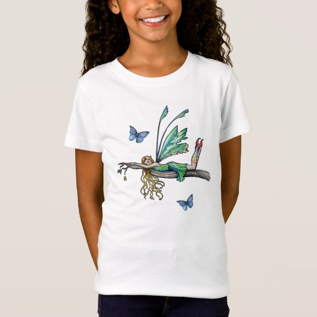 Girls Youth Fairy Butterfly T - Shirt (Vorderseite)