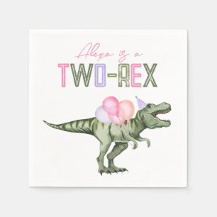 Girls Zwei-Rex-Dinosaurier-Papier Napkins Serviette