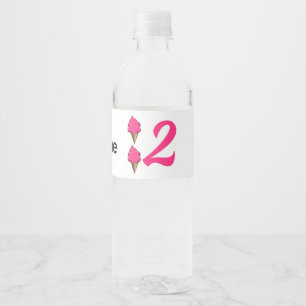 Girls Zweite Geburtstagsparty Rosa Eiscreme Wasserflaschenetikett