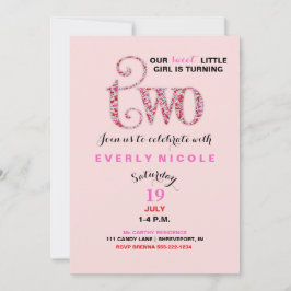 Girl's zweites Geburtstag Rosa Sprinkles Einladung