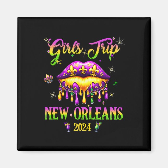Girls's Trip New Orleans 2024 Mardi Gras Maske Fri Magnet (Vorne)
