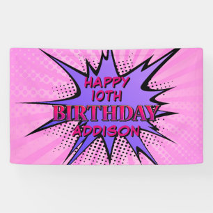 Girls'Superhero Birthday Banner
