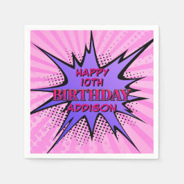 Girls'Superhero Birthday Serviette