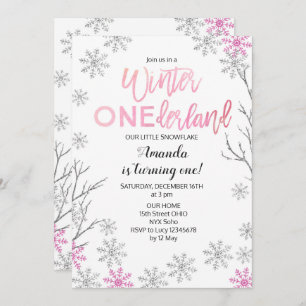 GIRLWinter ONEderland rosa Geburtstag laden ein Einladung
