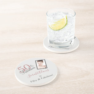 Girly 50 & Fabulous Geburtstags-Rose Gold Foto Getränkeuntersetzer