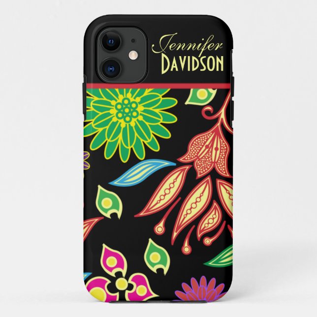 Girly abstraktes schwarzes Blumenmonogramm iPhone5 Case-Mate iPhone Hülle (Rückseite)