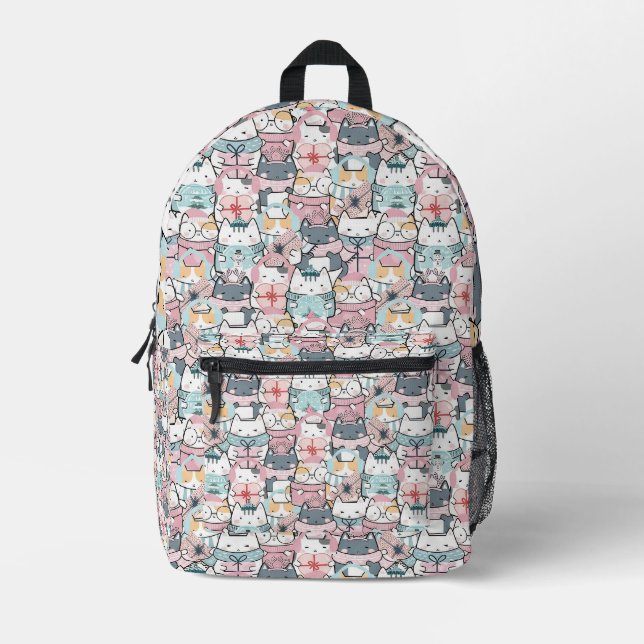 Girly Aesthetic Cartoon Doodles Bedruckter Rucksack (Vorderseite)