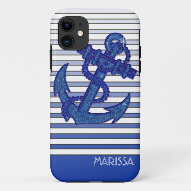 Girly Anchor Nautical Sailing Boat Ombre Case-Mate iPhone Hülle (Rückseite)