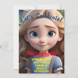 Girly Animated Look Style Geburtstagsparty Einladung