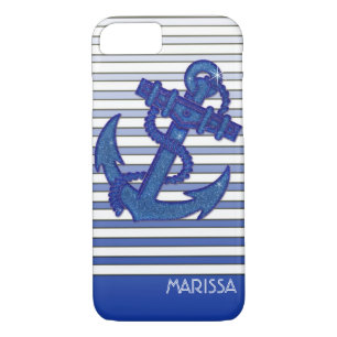 Girly Anker-SeeSegelboot Ombre Streifen Case-Mate iPhone Hülle