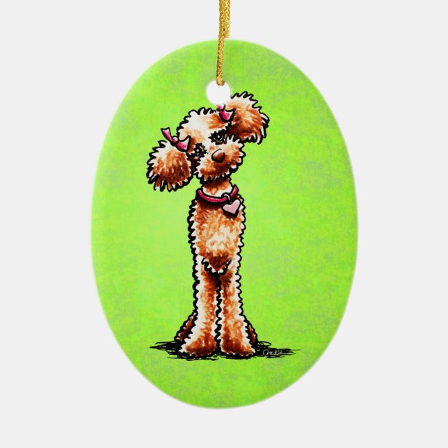 Girly Apricot Poodle Off Leash Art™ Keramik Ornament (Vorne)