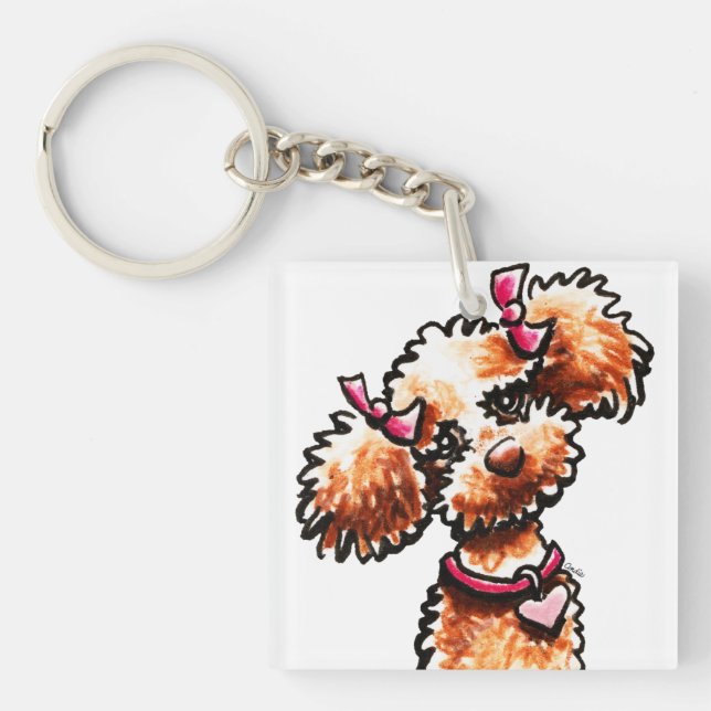 Girly Apricot Poodle Off Leash Art™ Schlüsselanhänger (Vorderseite)