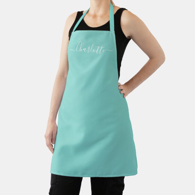 Girly aqua Blue benutzerdefinierte Skriptname eleg Schürze (InSitu)