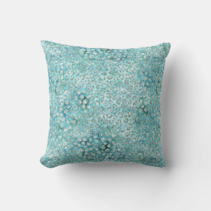 Girly Aqua Blue Glitzy Glam Glitzer Leopard Print Kissen