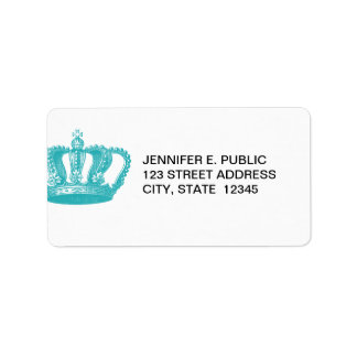 Girly Aqua Blue Vintag Crown Adressaufkleber