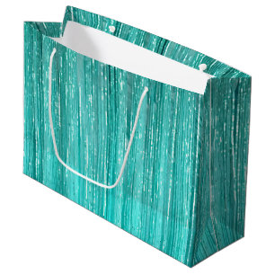 Girly Aqua Mint Glam Tinsel Streifen Große Geschenktüte